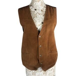 American vintage 88Keys genuine leather suede brown vest size large